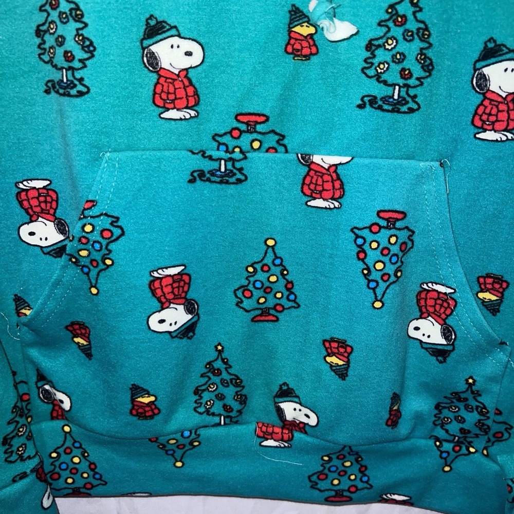 Women's Peanuts Snoopy Christmas Holiday Hoodie Green Sweatshirt SOFT XL - Picture 3 of 5